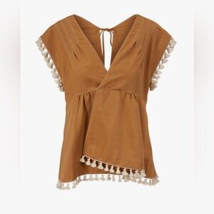 Dorothee Schumacher Into the Sun Sand Tassel Trim Top Size XS NEW WITH TAGS